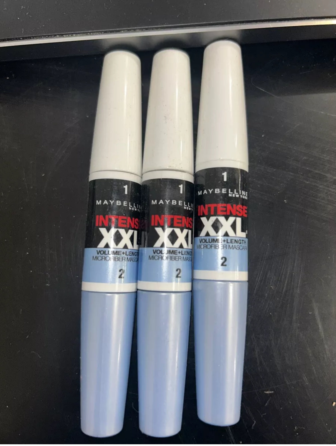 X3 Maybelline Intense XXL 303 Volume &Length Microfiber Mascara VERY BLACK
