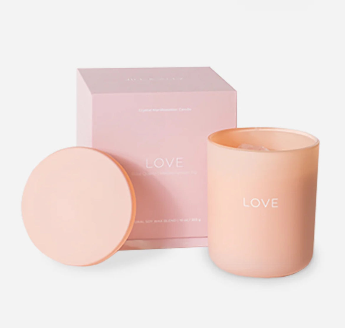 Love Crystal Manifestation Candle -Mediterranean Fig-Rose Quartz 10oz