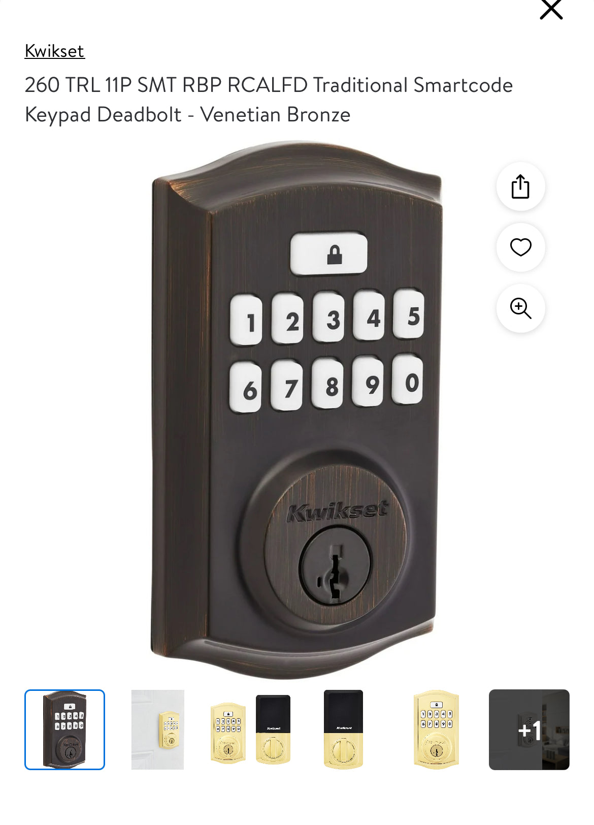 260 TRL 11P SMT RBP RCALFD Traditional Smartcode Keypad Deadbolt - Venetian Bronze