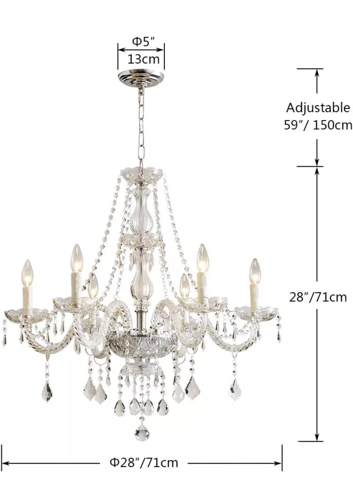 Saint Mossi 6 Light Chandelier Modern K9 Crystal Chandelier Lighting, Clear C...