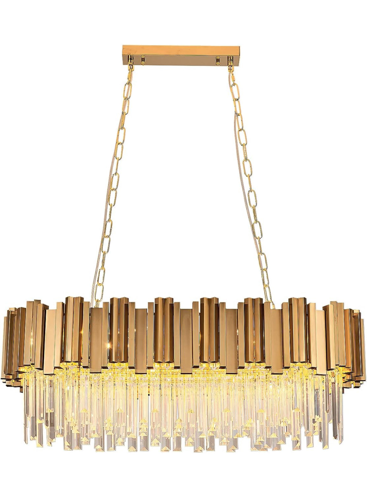 WABON Modern Crystal Chandeliers,Gold Luxury Pendant Ceiling Light Contemporary Crystal Chandeliers Fixture for Dining Living Room Kitchen Island Bedroom Foyer Hallway, Antique Gold New