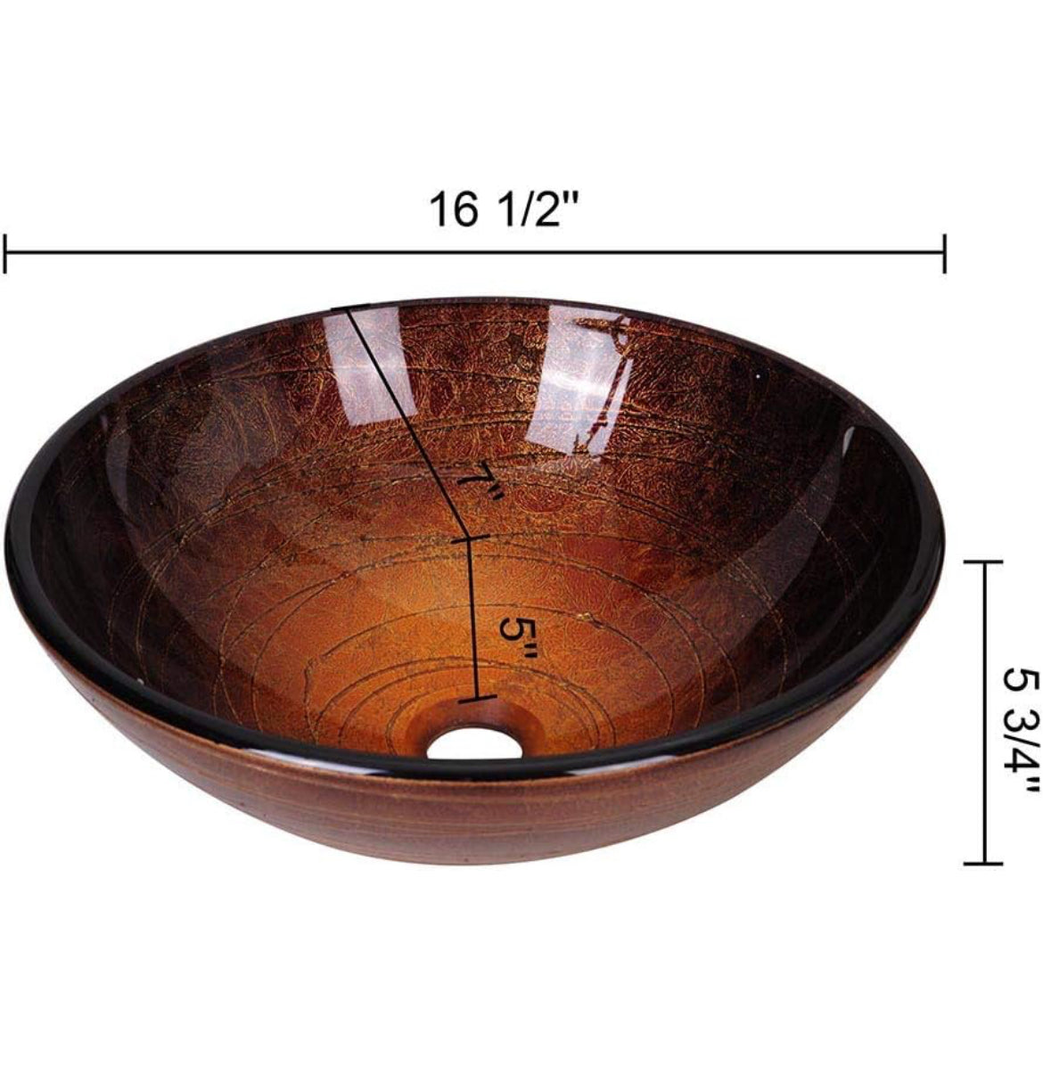 Aquaterior Tempered Glass Vessel Sink Bathroom Lavatory Round Bowl Pattern Basin(FAUCET NOT INCLUDED)