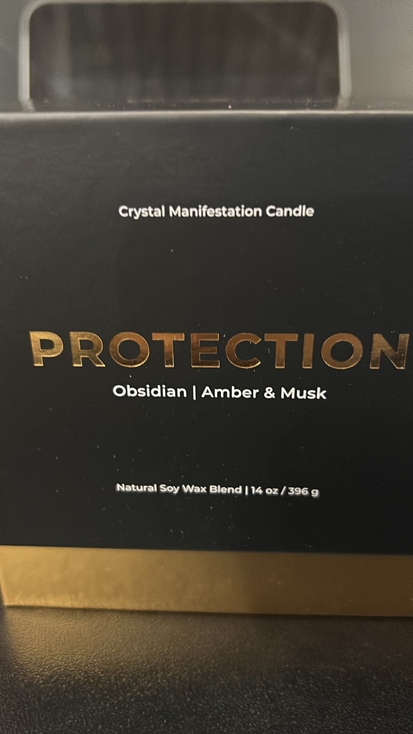 Crystal Manifestation Candle Protection Obsidian-Amber & Musk 10 oz