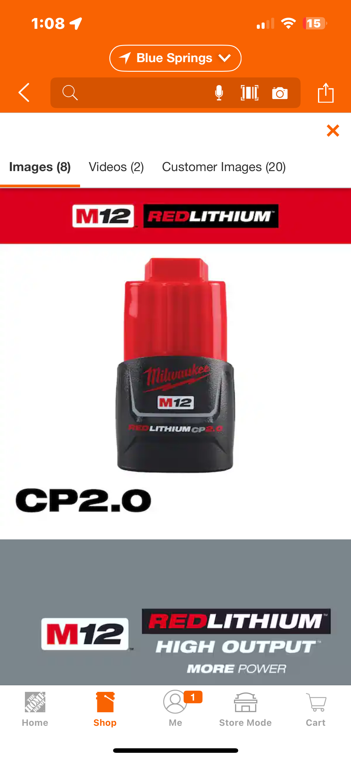 Milwaukee M12 2.0ah Battery