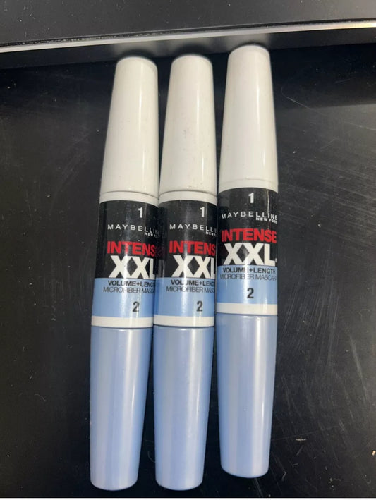 X3 Maybelline Intense XXL 303 Volume &Length Microfiber Mascara VERY BLACK