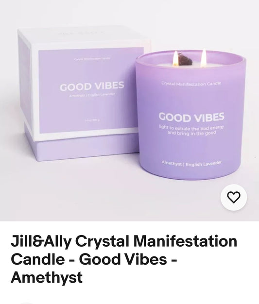 Jill&Ally Crystal Manifestation Candle - Good Vibes - Amethyst