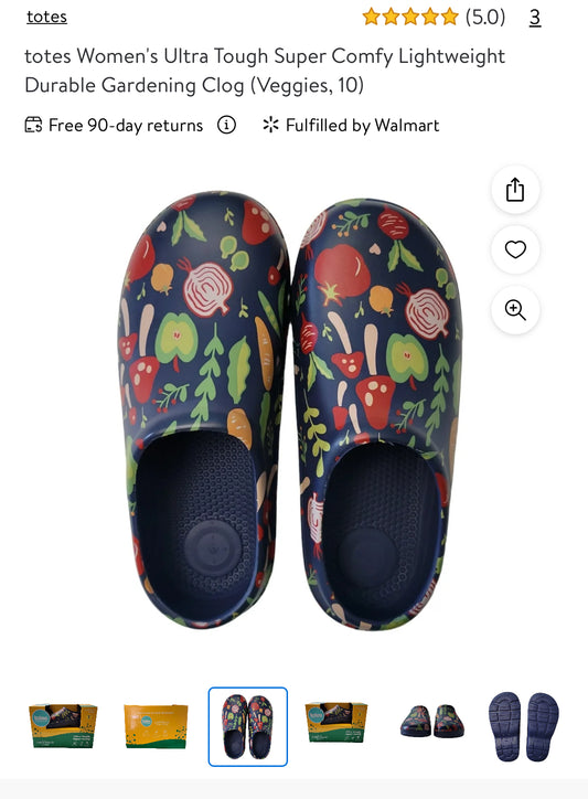 totes Women's Ultra Tough Super Comfy Lightweight Durable Gardening Clog (Veggies)