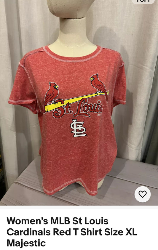 Women's MLB St Louis Cardinals Red T Shirt Size XL Majestic
