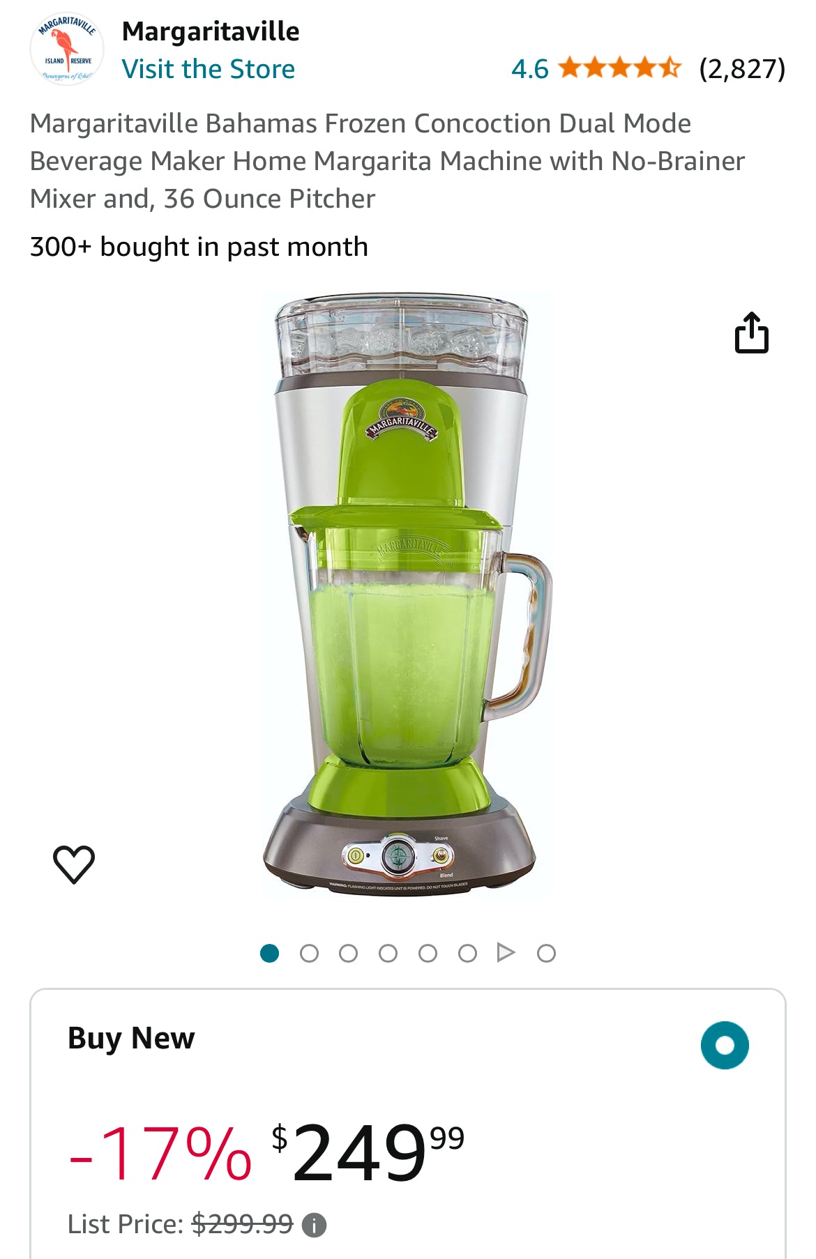 Margaritaville Bahamas Frozen Concoction Dual Mode Beverage Maker Home Margarita Machine with No-Brainer Mixer and, 36 Ounce Pitcher