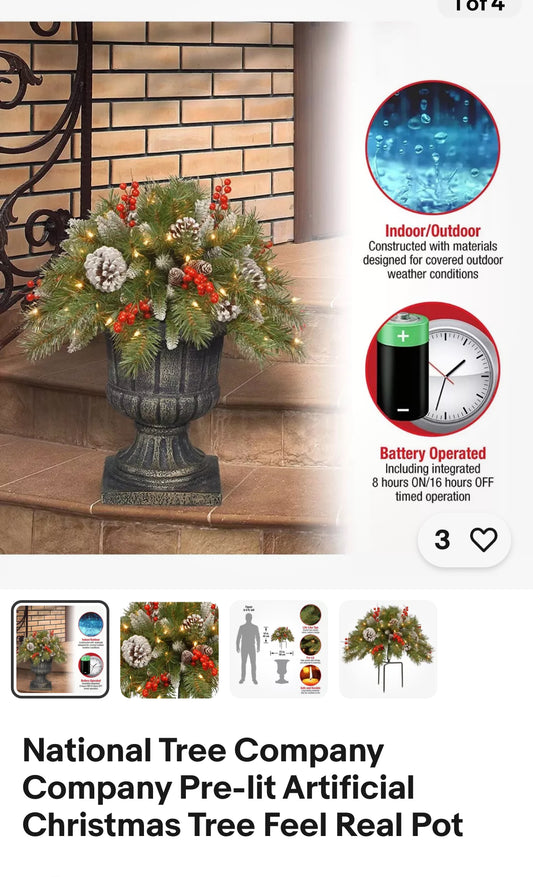 National Tree Company Company Pre-lit Artificial Christmas Tree Feel Real Pot