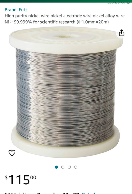 High Purity Nickel Wire Nickel Electrode Wire Nickel Alloy Wire Ni ≥ 99.999% for Scientific Research-Φ1.0mm×20m