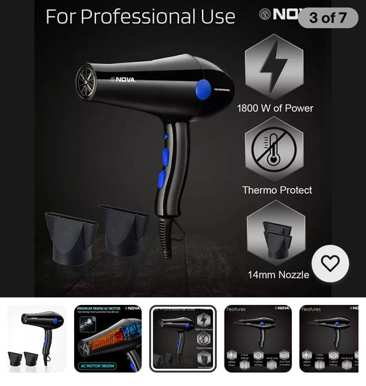 SMS New 1800 Watt, Proffesional Hair Dryer for Women